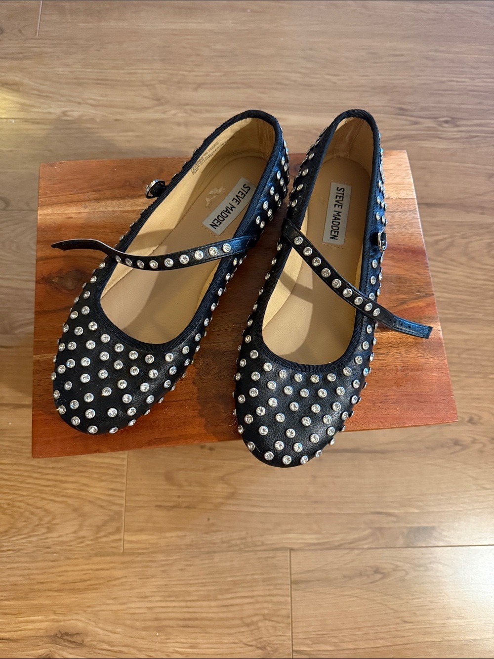 Steve Madden Black Studded Mary Jane Flats